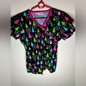 Christmas themed scrub top